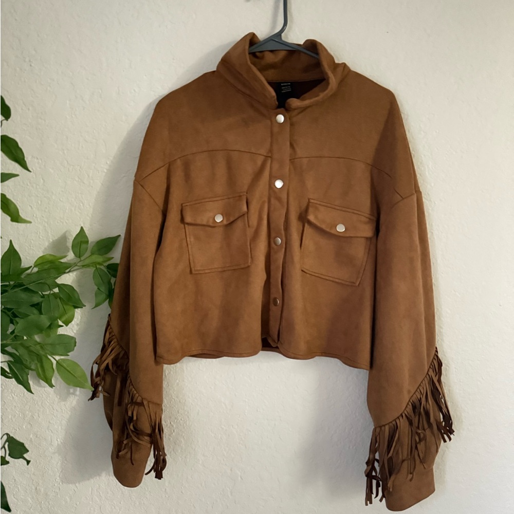 Shein Faux Suede Fringe Western Jacket – Size L